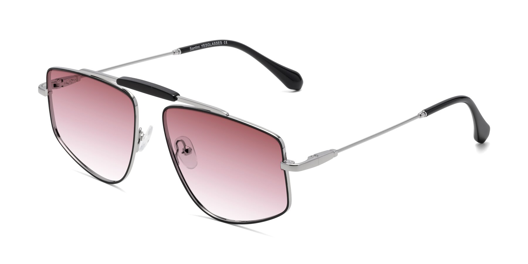 Angle of Santini in Black-Silver with Garnet Gradient Lenses