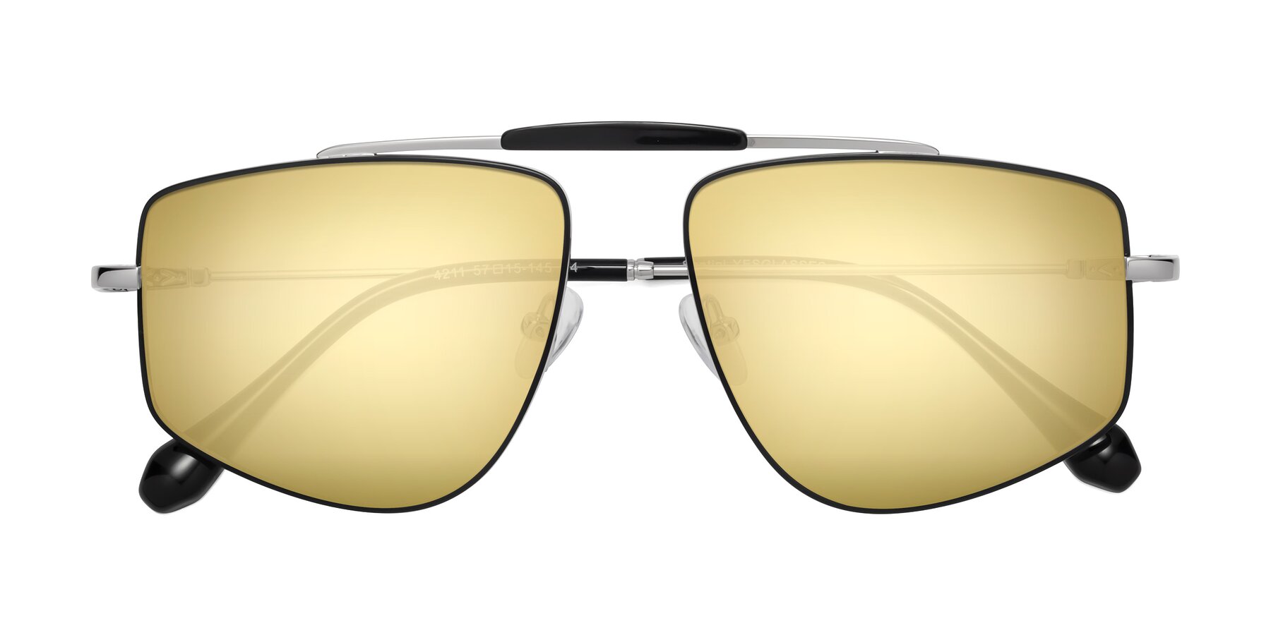 Folded Front of Santini in Black-Silver with Gold Mirrored Lenses