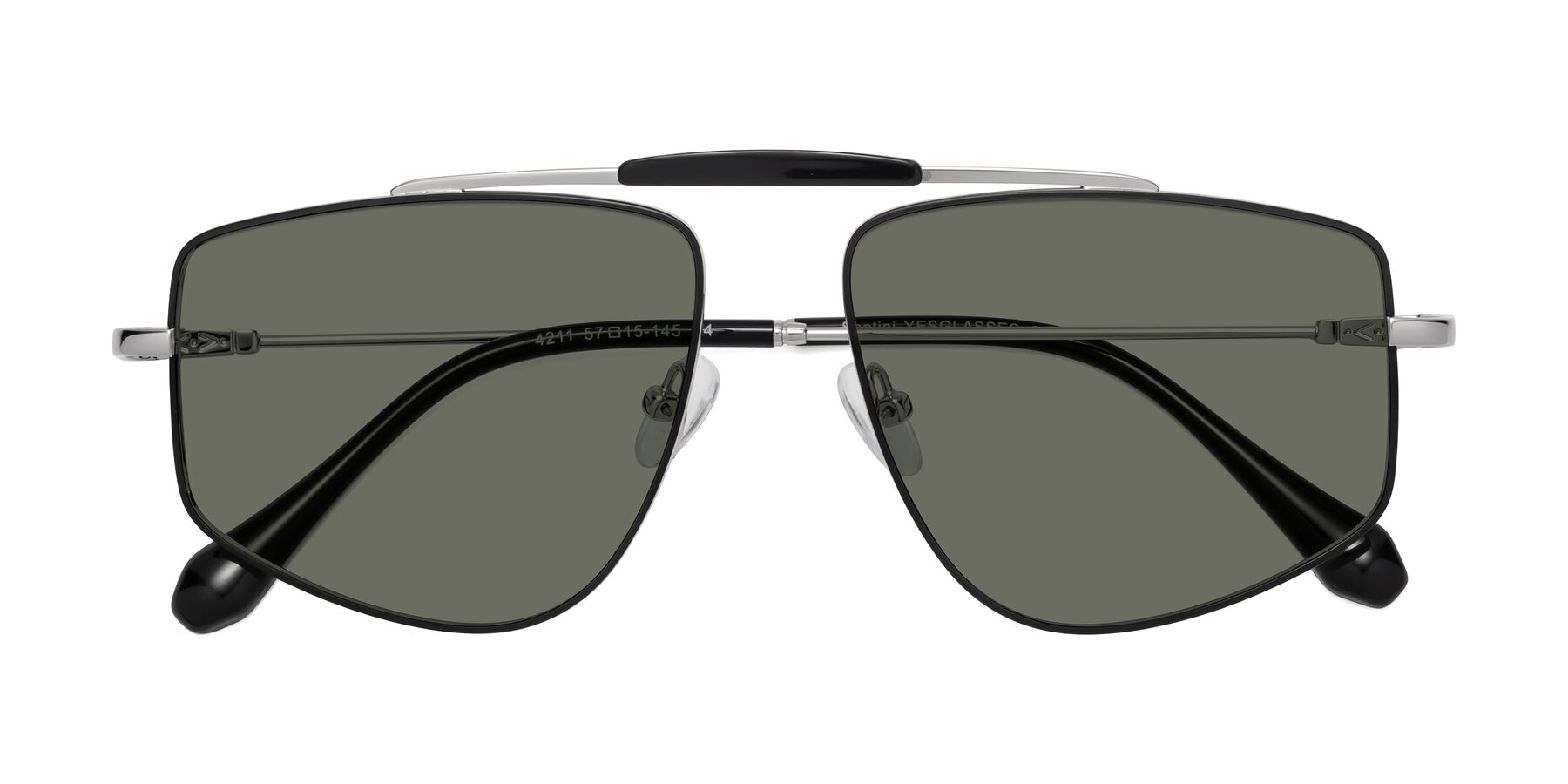 Folded Front of Santini in Black-Silver with Gray Polarized Lenses