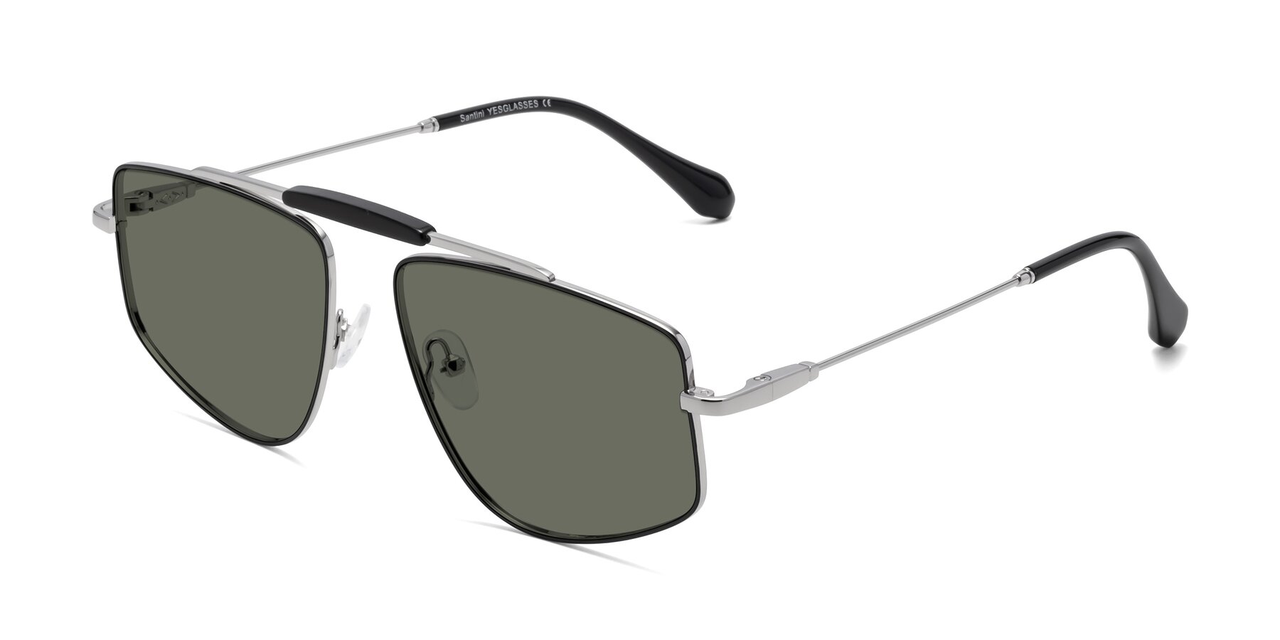 Angle of Santini in Black-Silver with Gray Polarized Lenses