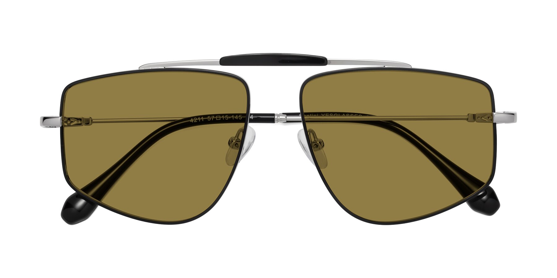 Folded Front of Santini in Black-Silver with Brown Polarized Lenses