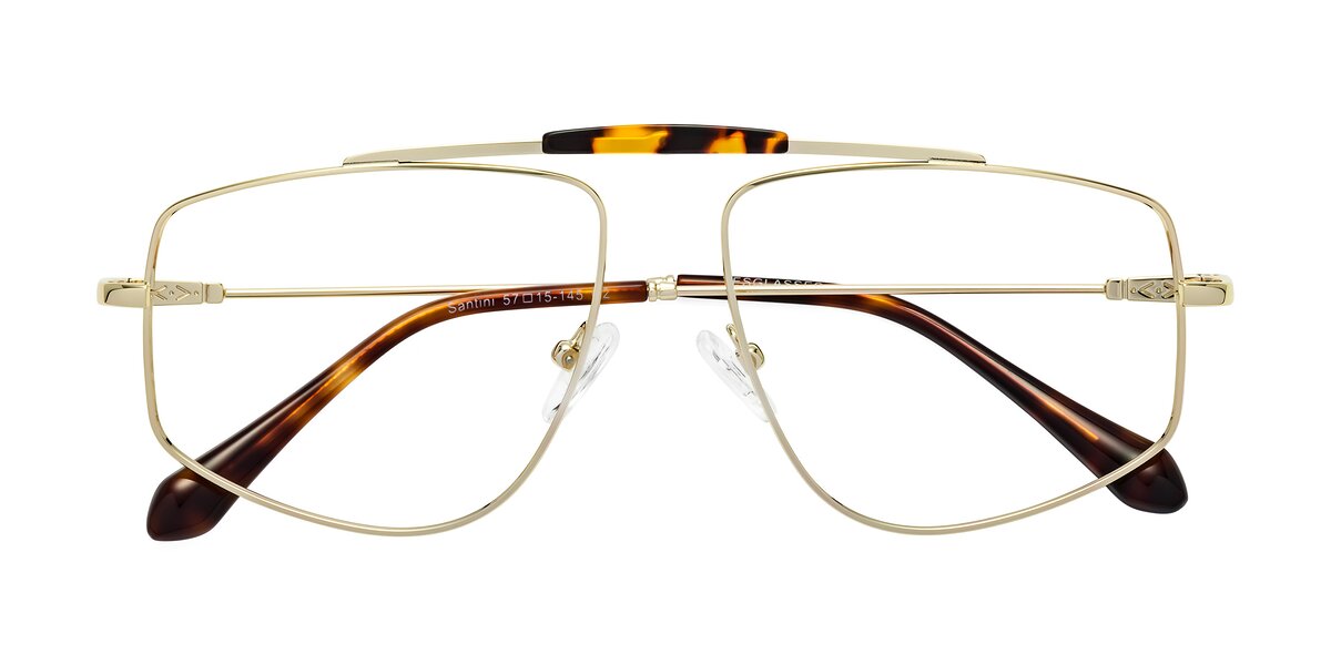 Gold Wide Oversized Grandpa Eyeglasses - Santini