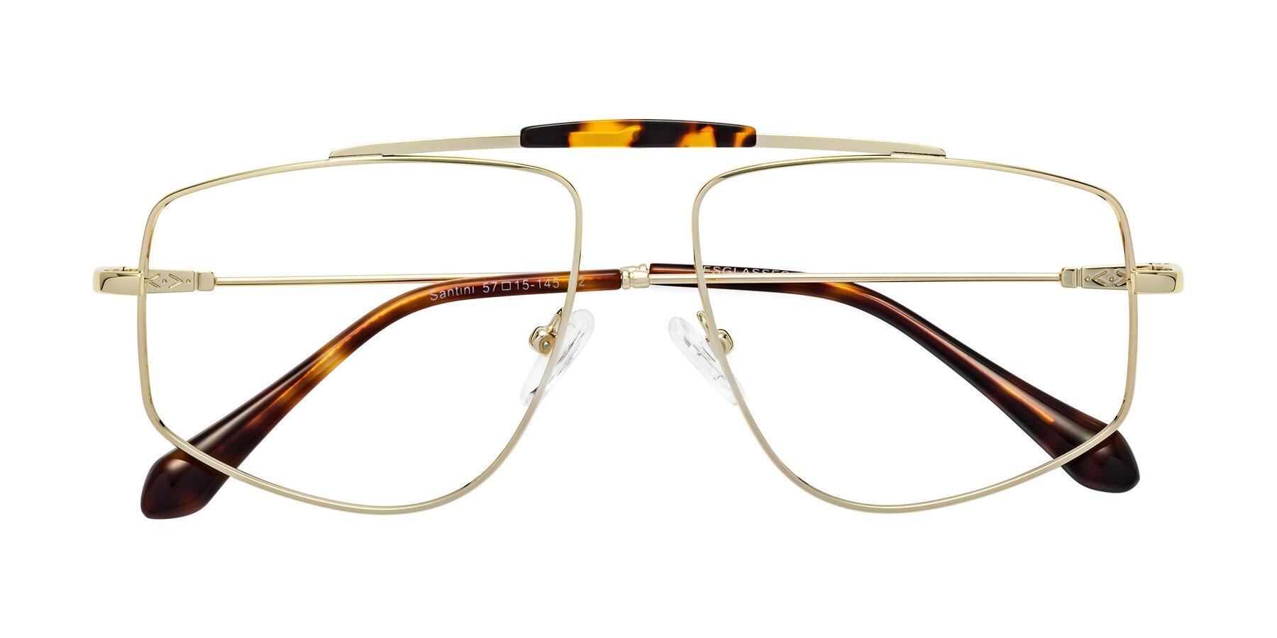 Folded Front of Santini in Gold with Clear Eyeglass Lenses