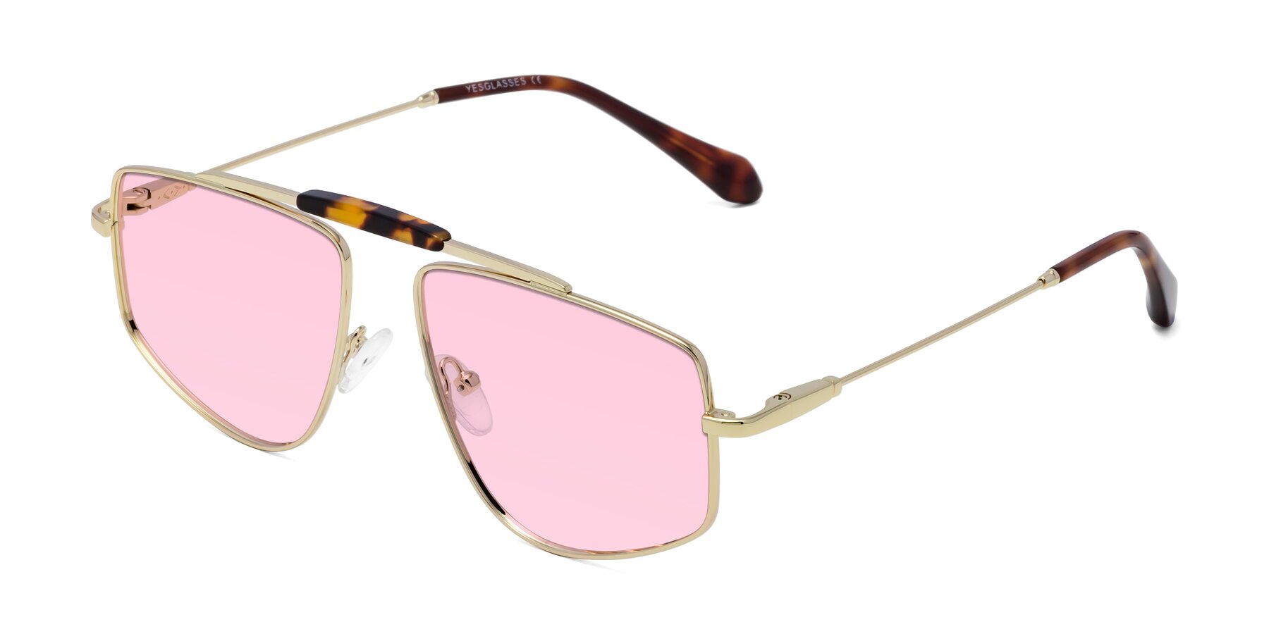 Angle of Santini in Gold with Light Pink Tinted Lenses