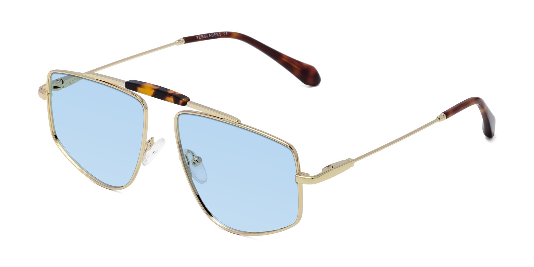 Angle of Santini in Gold with Light Blue Tinted Lenses