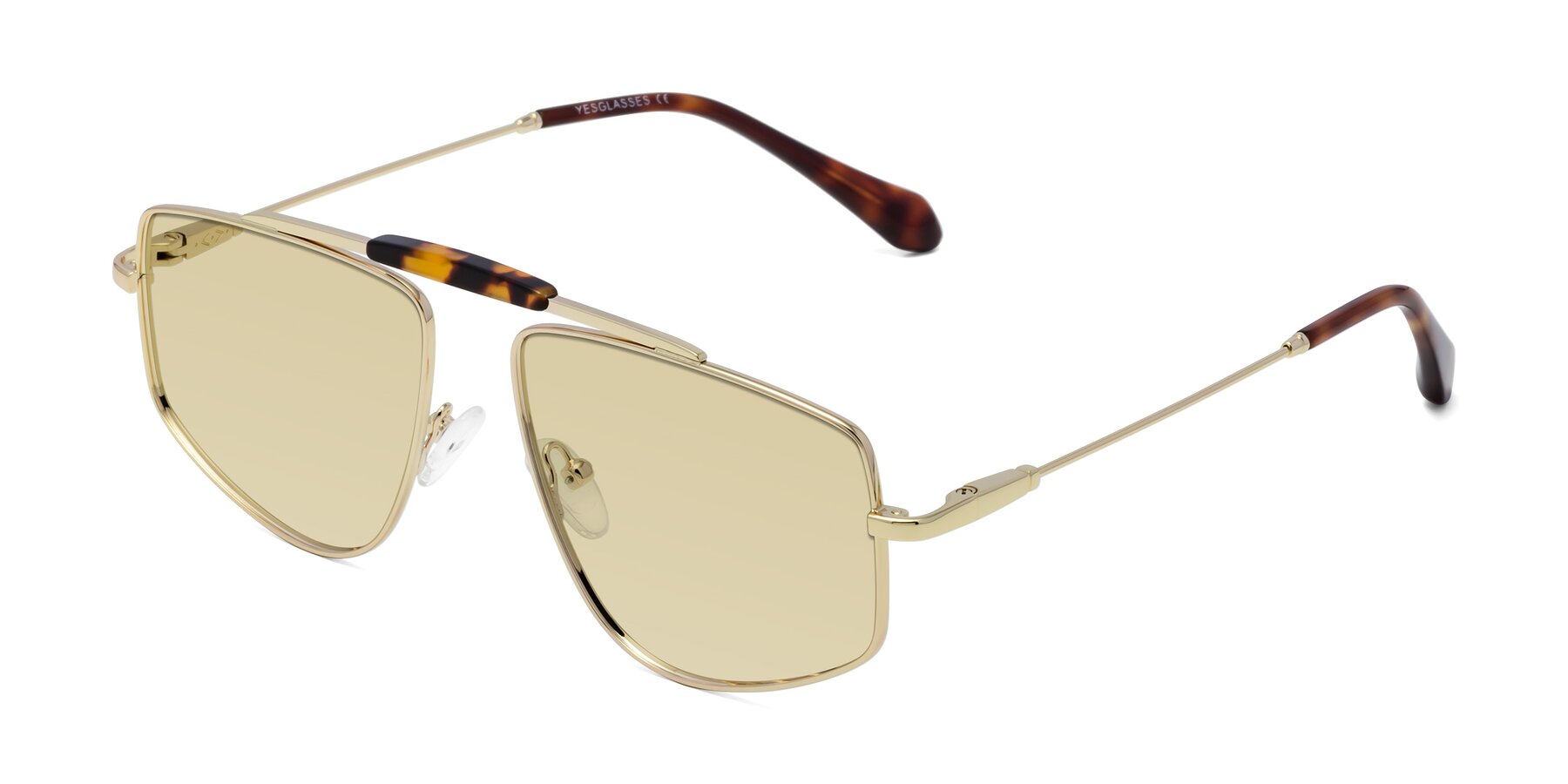 Angle of Santini in Gold with Light Champagne Tinted Lenses