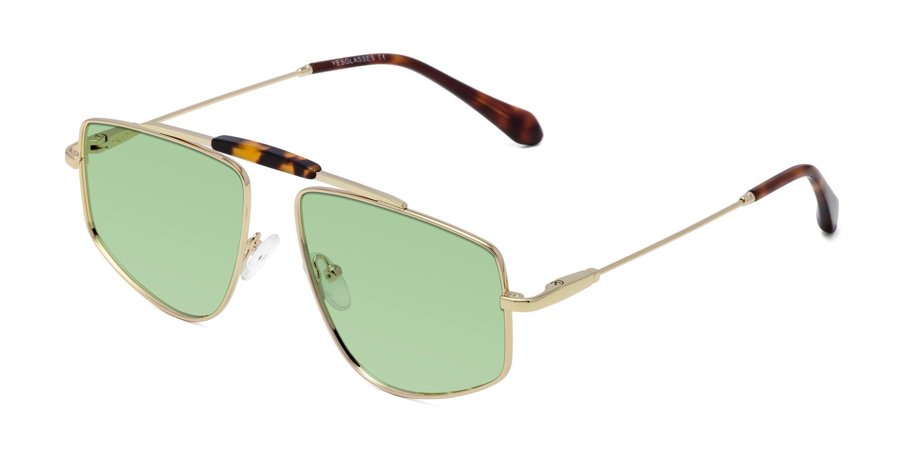 Angle of Santini in Gold with Medium Green Tinted Lenses