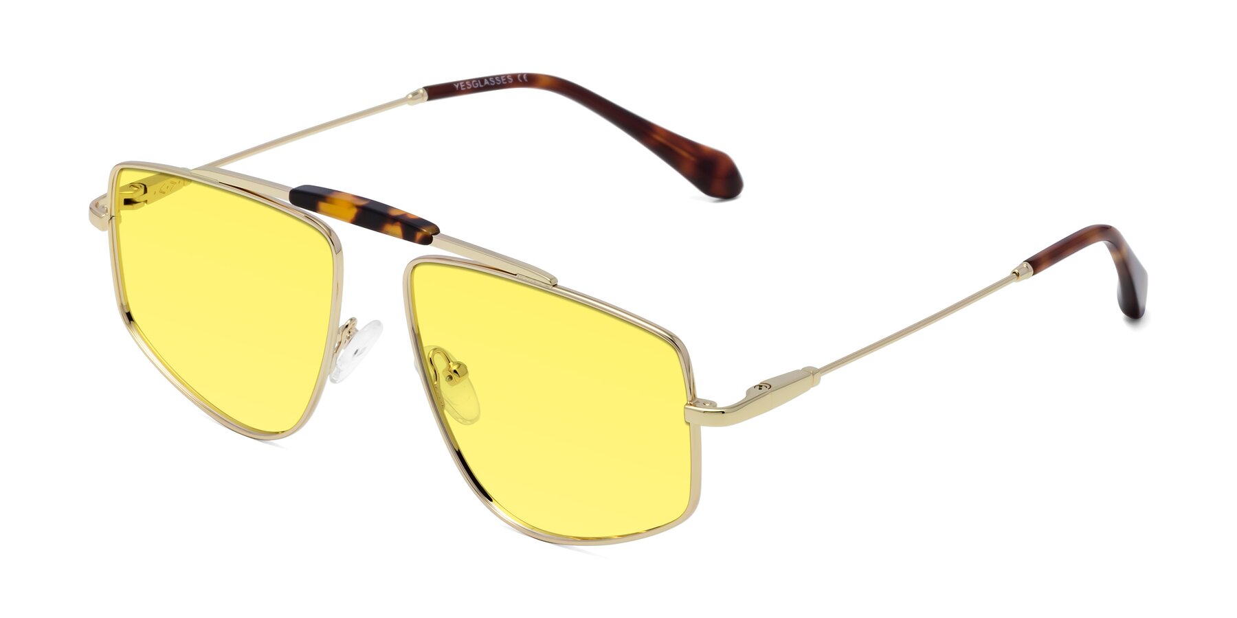 Angle of Santini in Gold with Medium Yellow Tinted Lenses