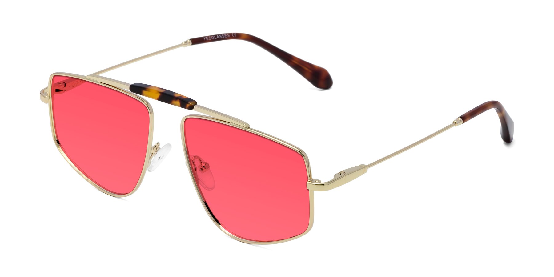 Angle of Santini in Gold with Red Tinted Lenses