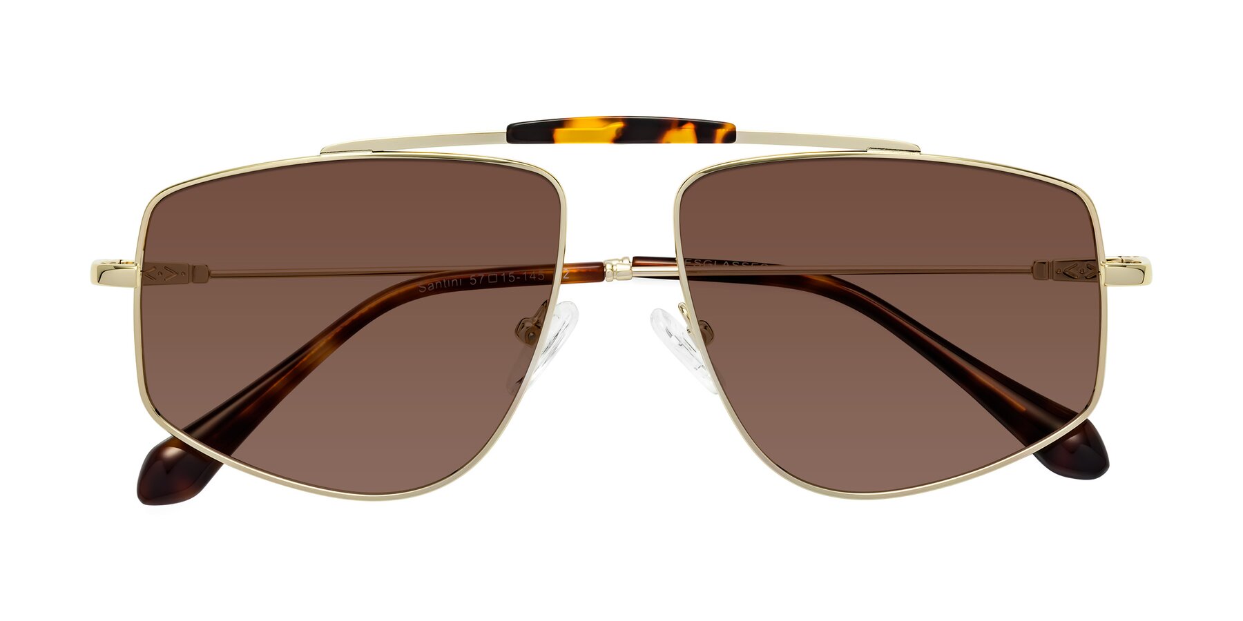 Folded Front of Santini in Gold with Brown Tinted Lenses