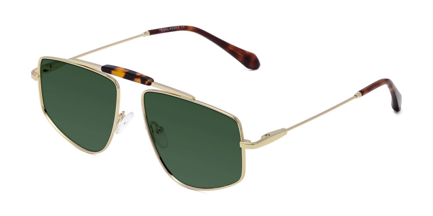 Angle of Santini in Gold with Green Tinted Lenses