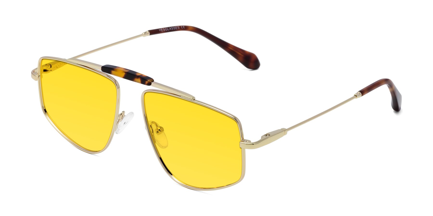 Angle of Santini in Gold with Yellow Tinted Lenses