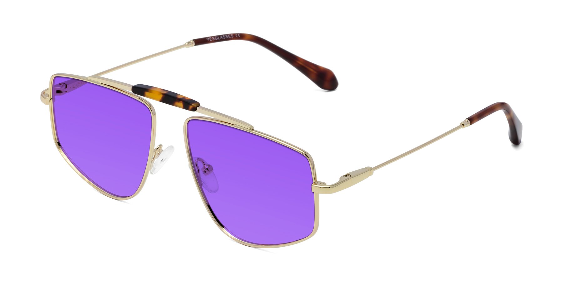 Angle of Santini in Gold with Purple Tinted Lenses