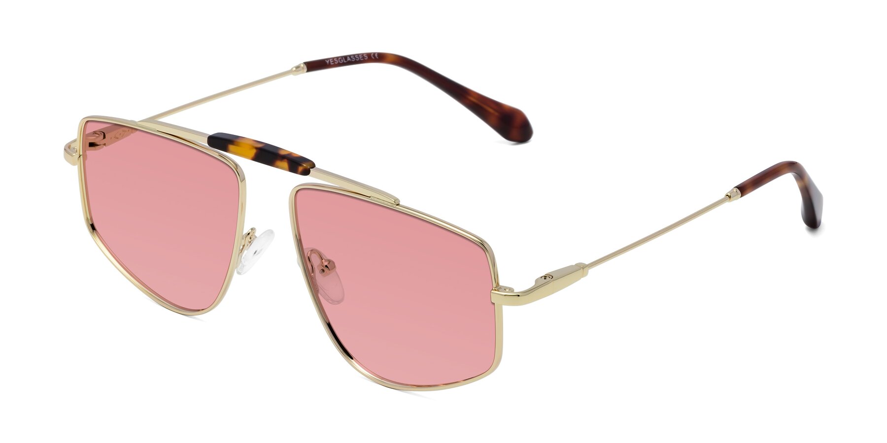 Angle of Santini in Gold with Medium Garnet Tinted Lenses