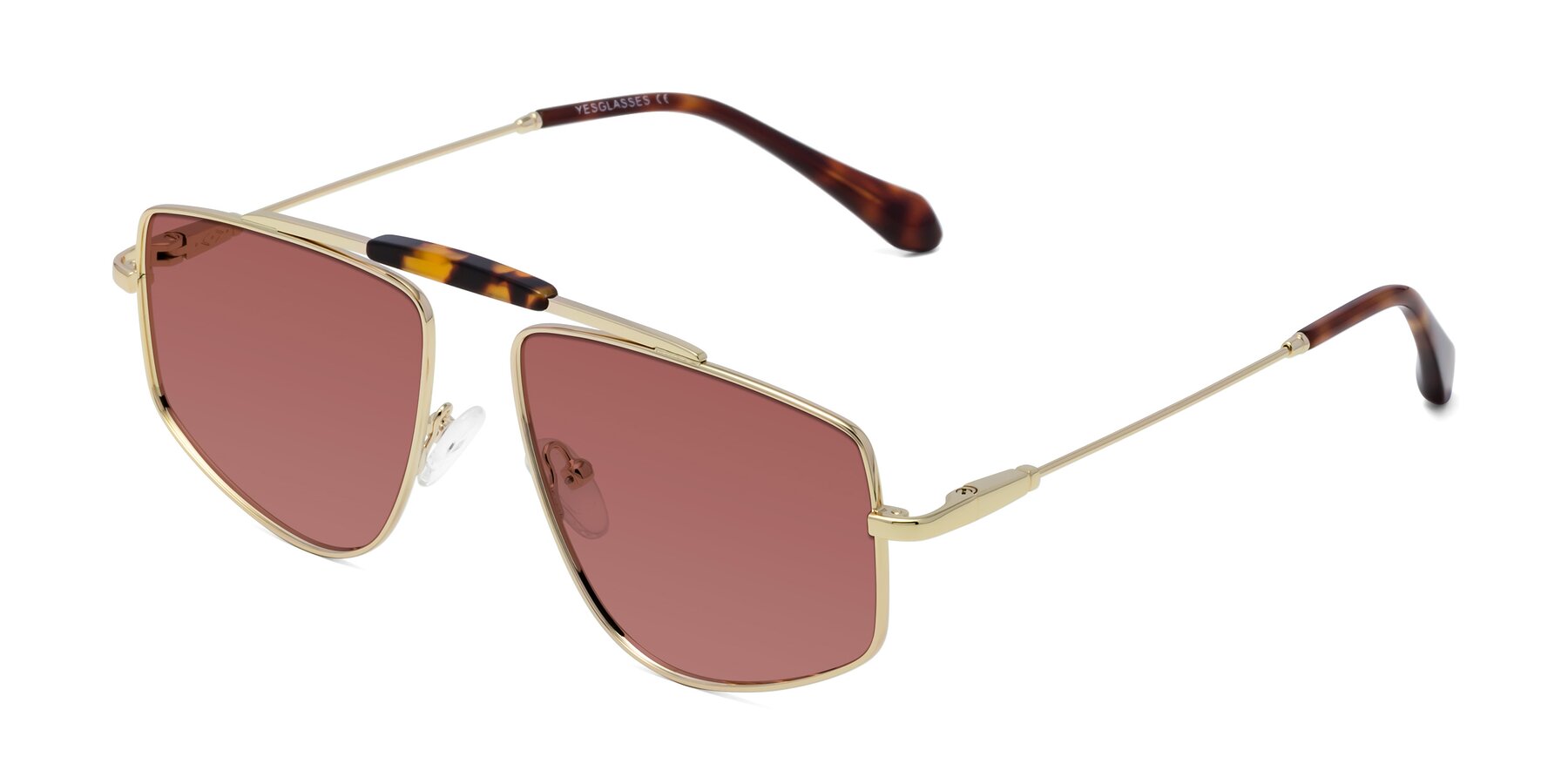 Angle of Santini in Gold with Garnet Tinted Lenses