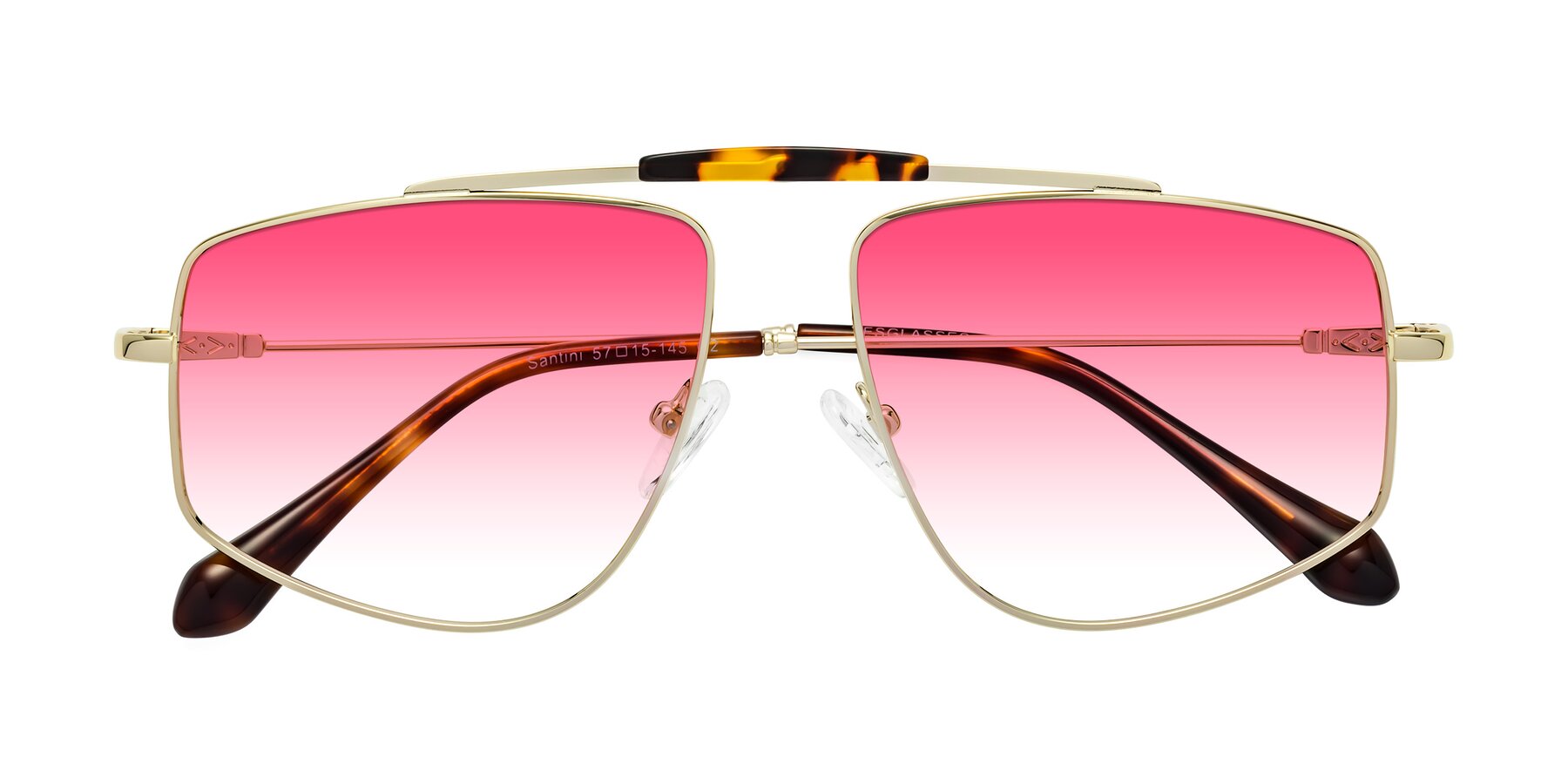 Folded Front of Santini in Gold with Pink Gradient Lenses