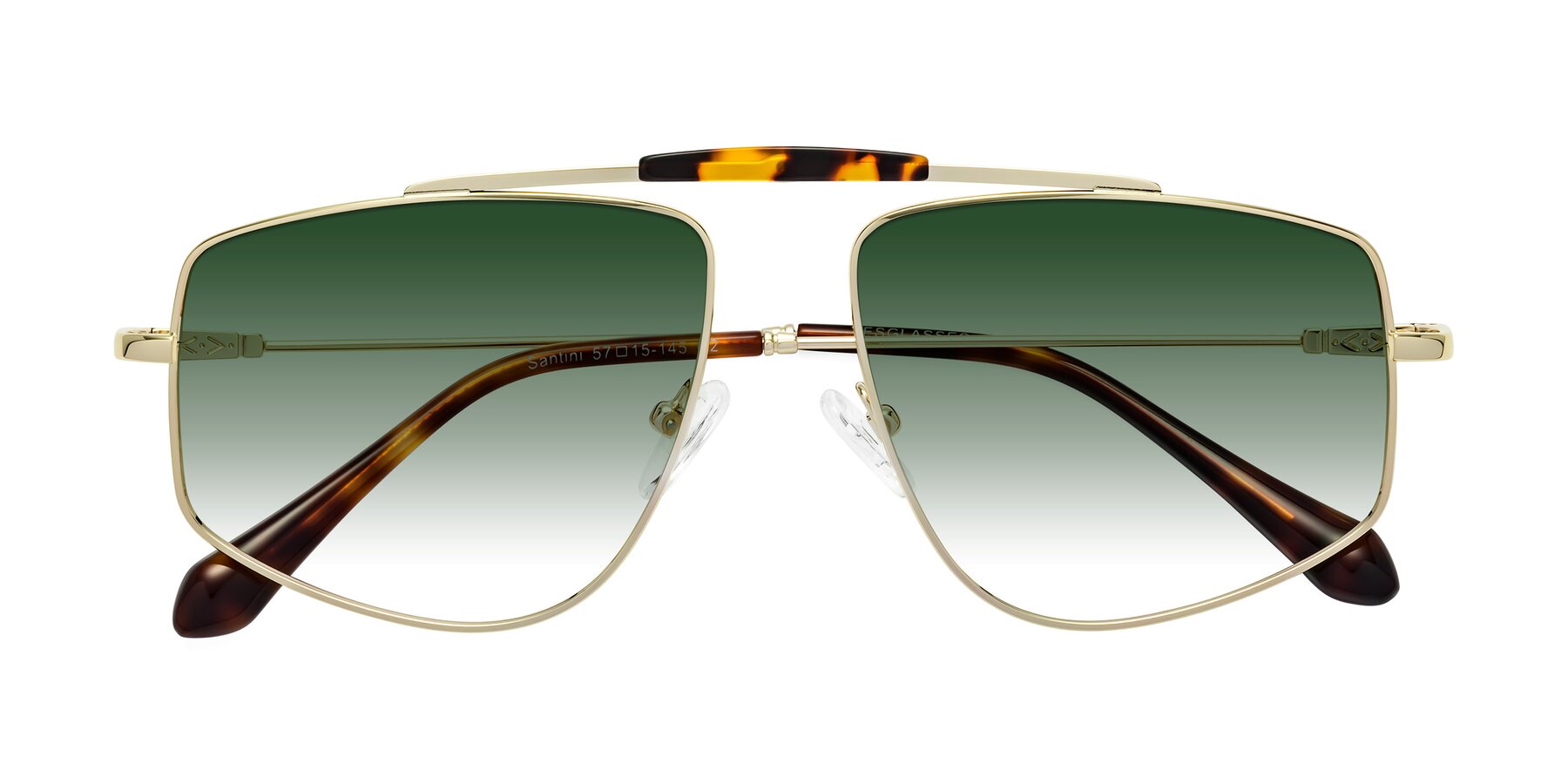 Folded Front of Santini in Gold with Green Gradient Lenses