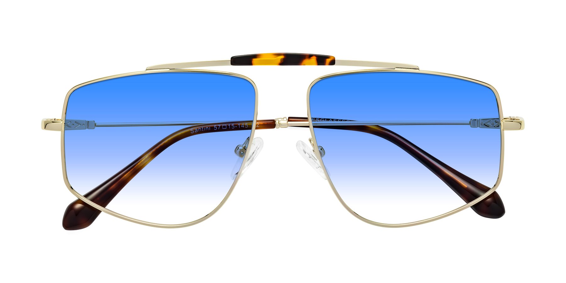 Folded Front of Santini in Gold with Blue Gradient Lenses