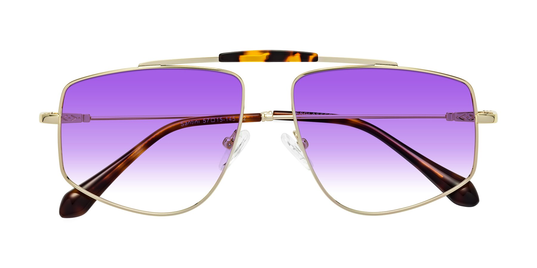 Folded Front of Santini in Gold with Purple Gradient Lenses