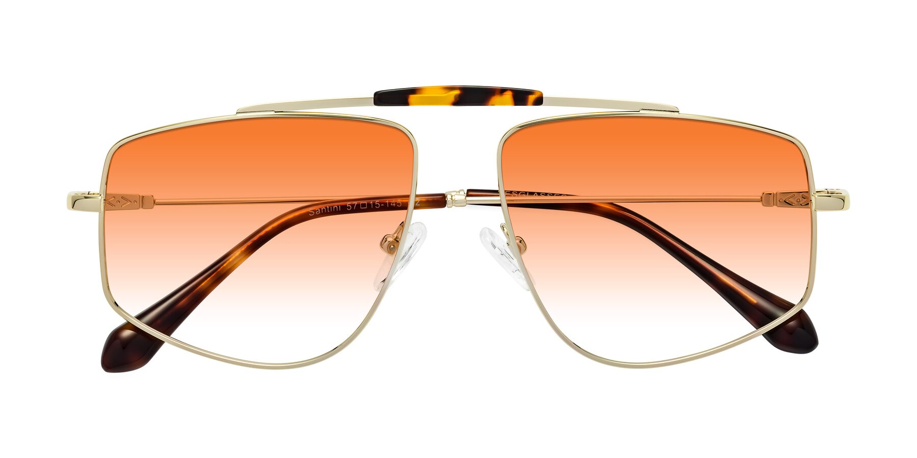 Folded Front of Santini in Gold with Orange Gradient Lenses