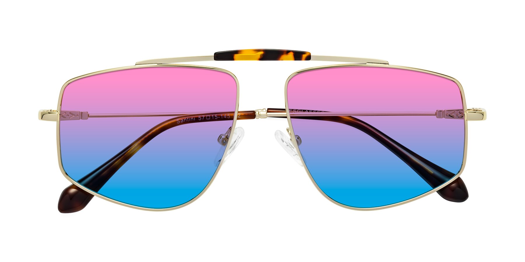 Folded Front of Santini in Gold with Pink / Blue Gradient Lenses