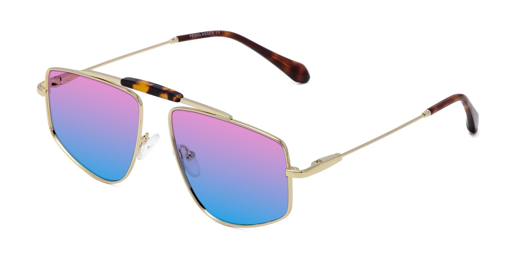 Angle of Santini in Gold with Pink / Blue Gradient Lenses