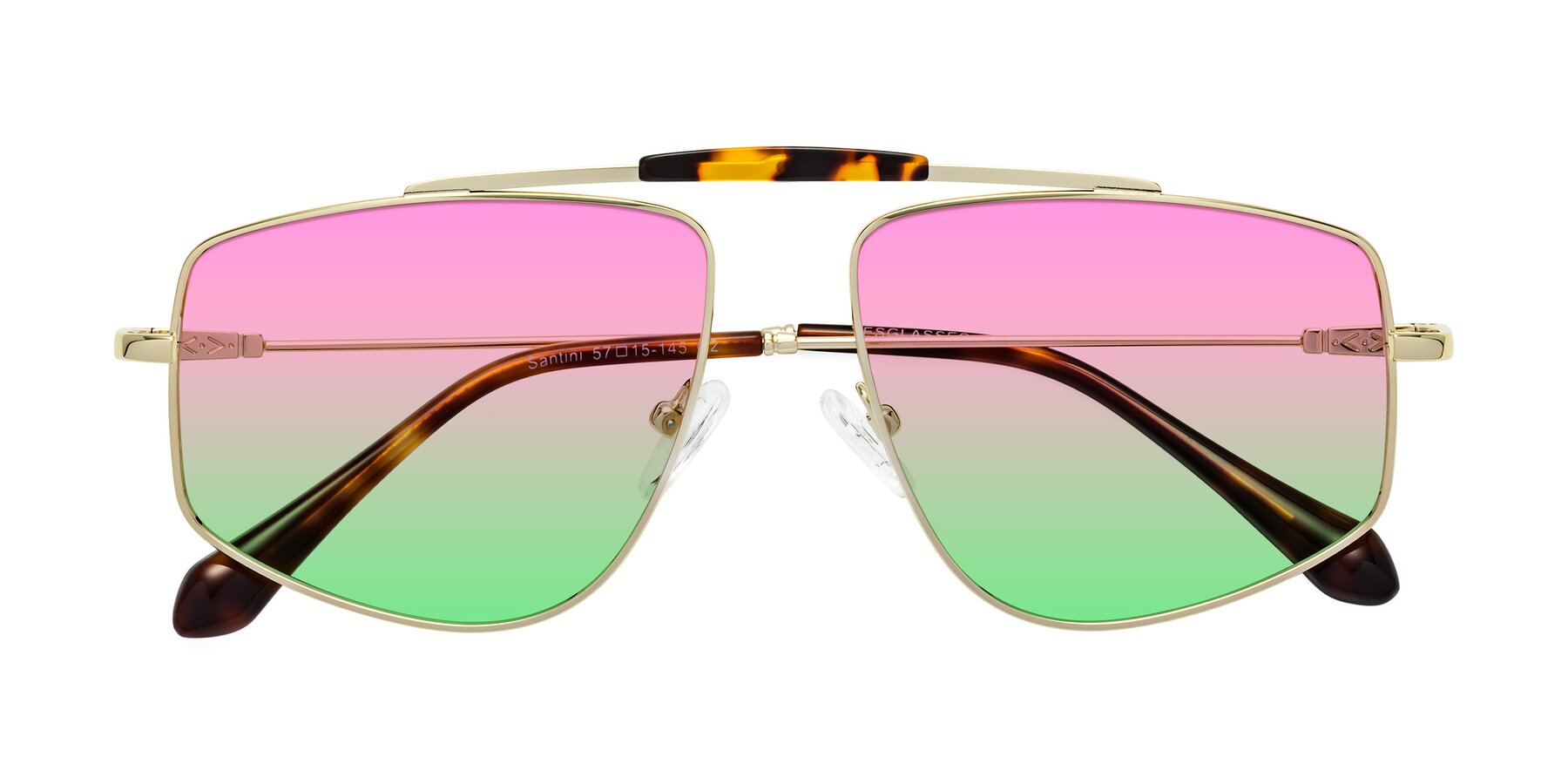Folded Front of Santini in Gold with Pink / Green Gradient Lenses