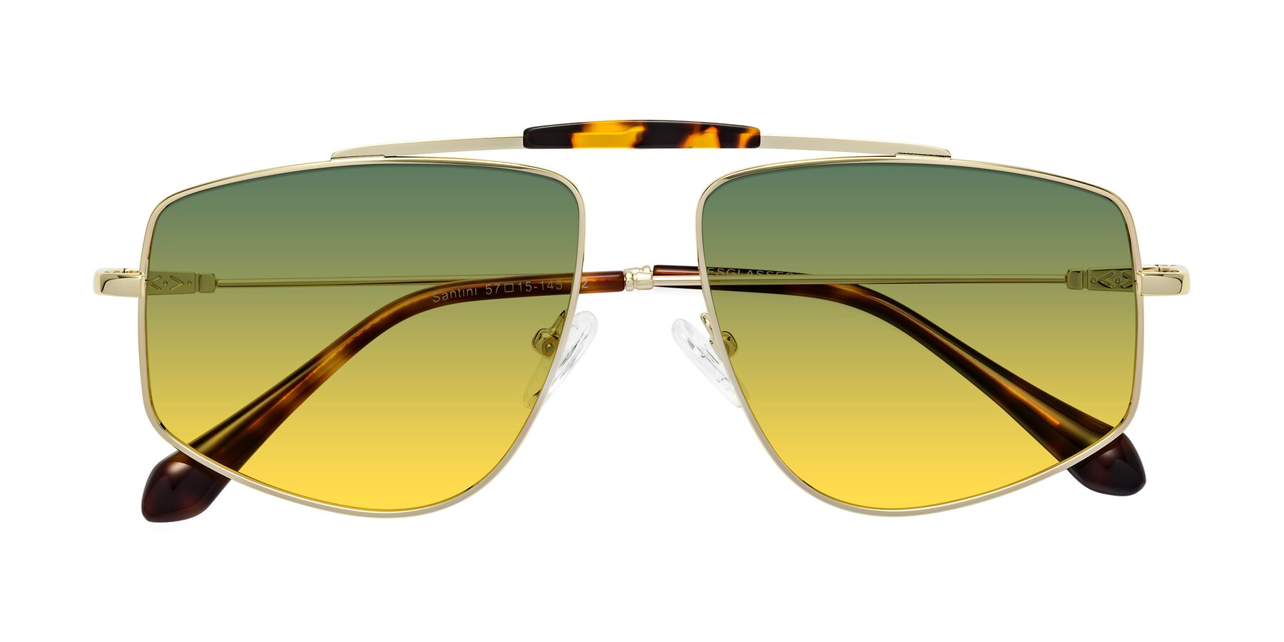 Folded Front of Santini in Gold with Green / Yellow Gradient Lenses