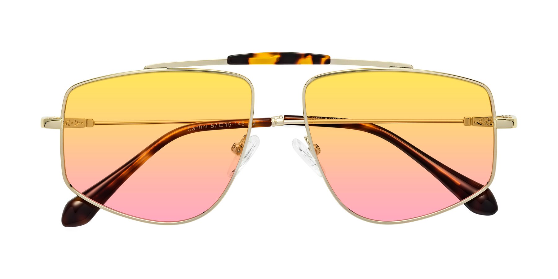 Folded Front of Santini in Gold with Yellow / Pink Gradient Lenses