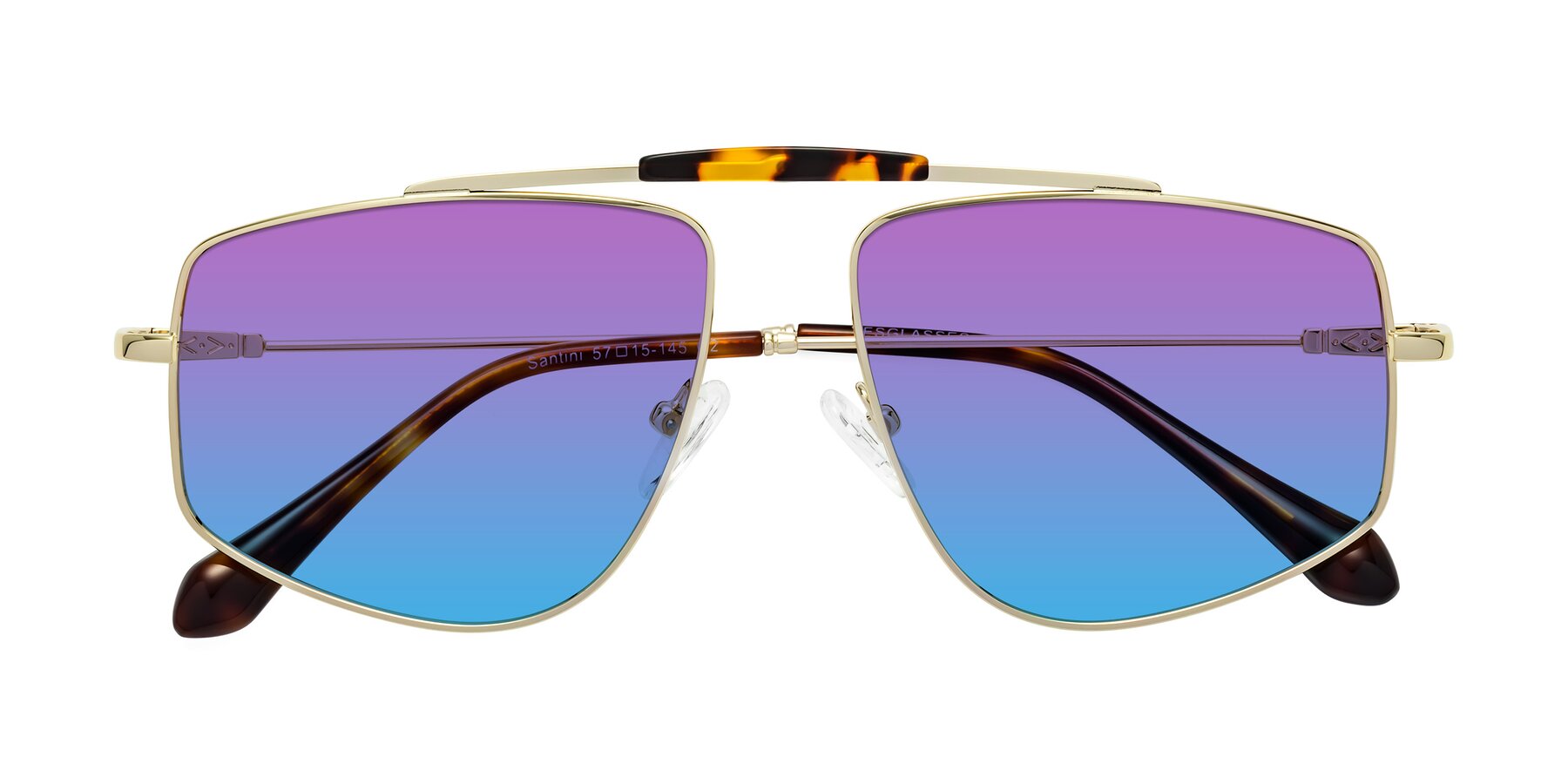 Folded Front of Santini in Gold with Purple / Blue Gradient Lenses