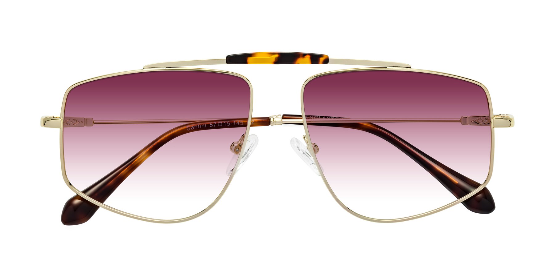 Folded Front of Santini in Gold with Wine Gradient Lenses