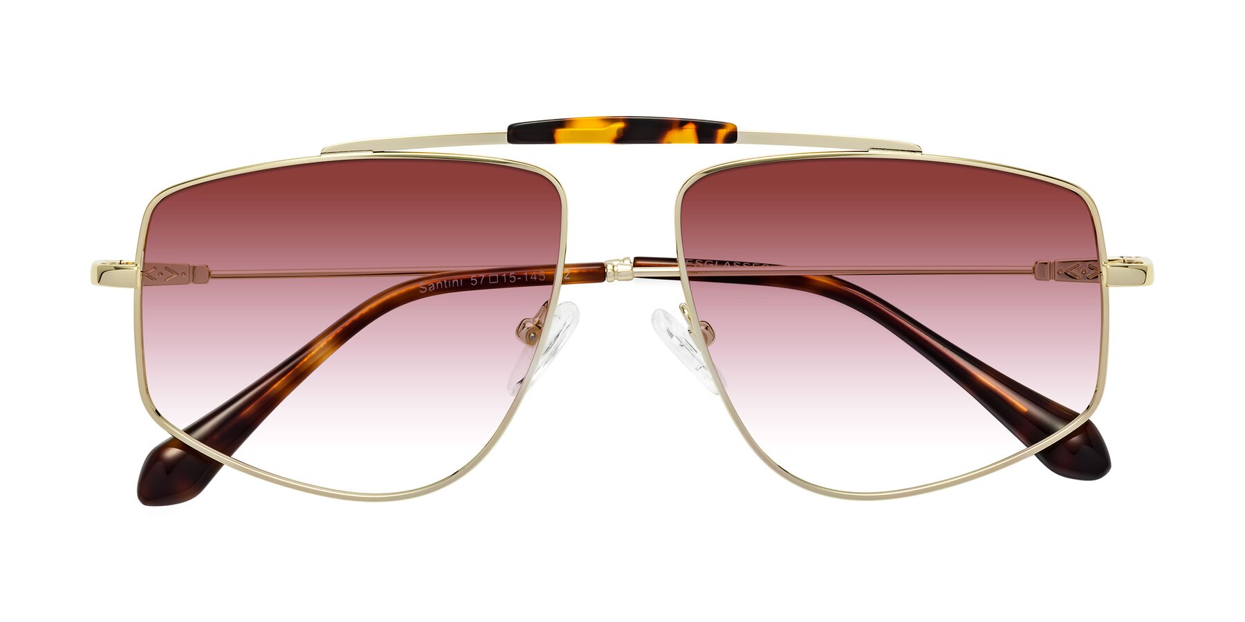 Folded Front of Santini in Gold with Garnet Gradient Lenses