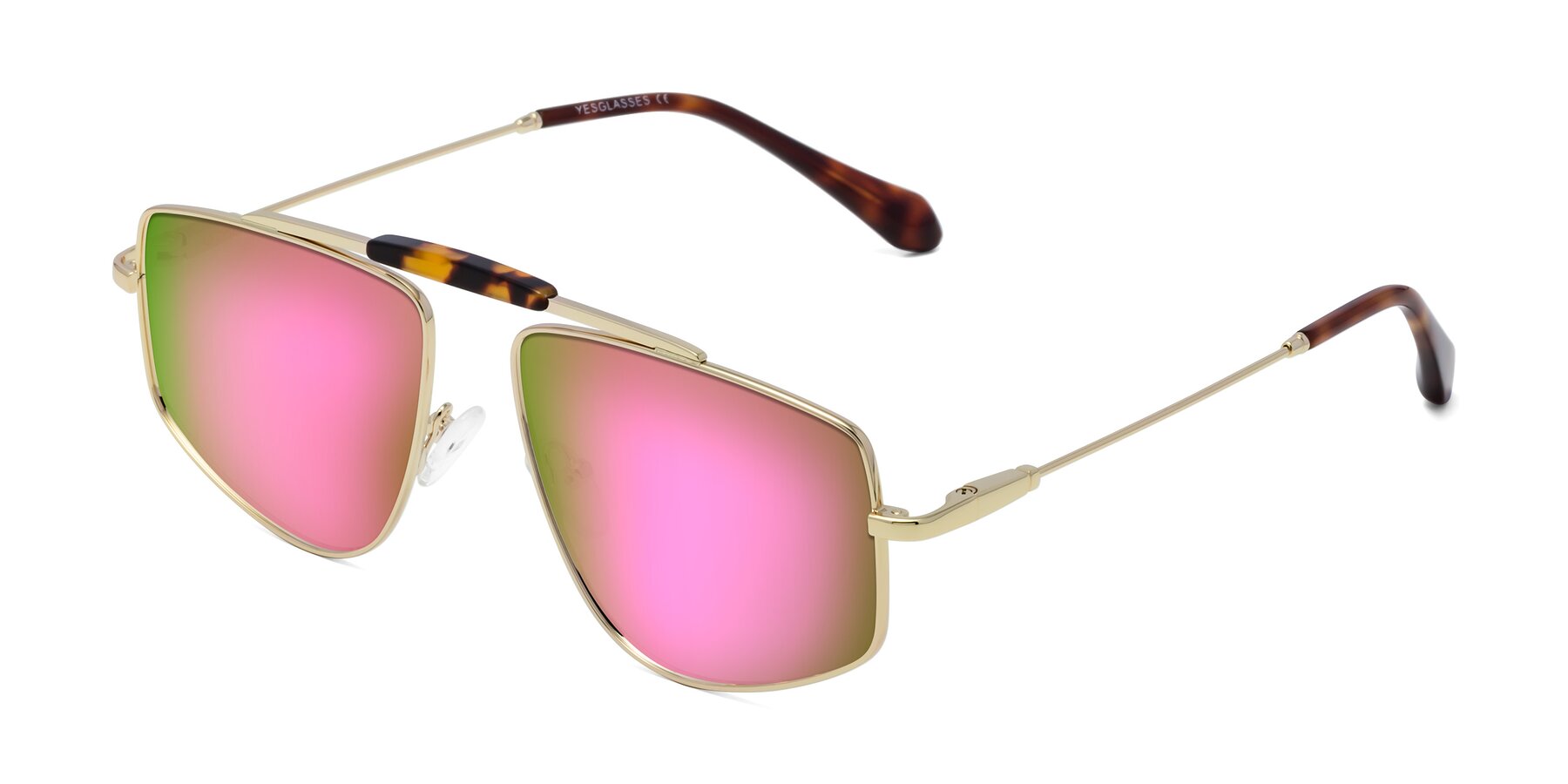 Angle of Santini in Gold with Pink Mirrored Lenses