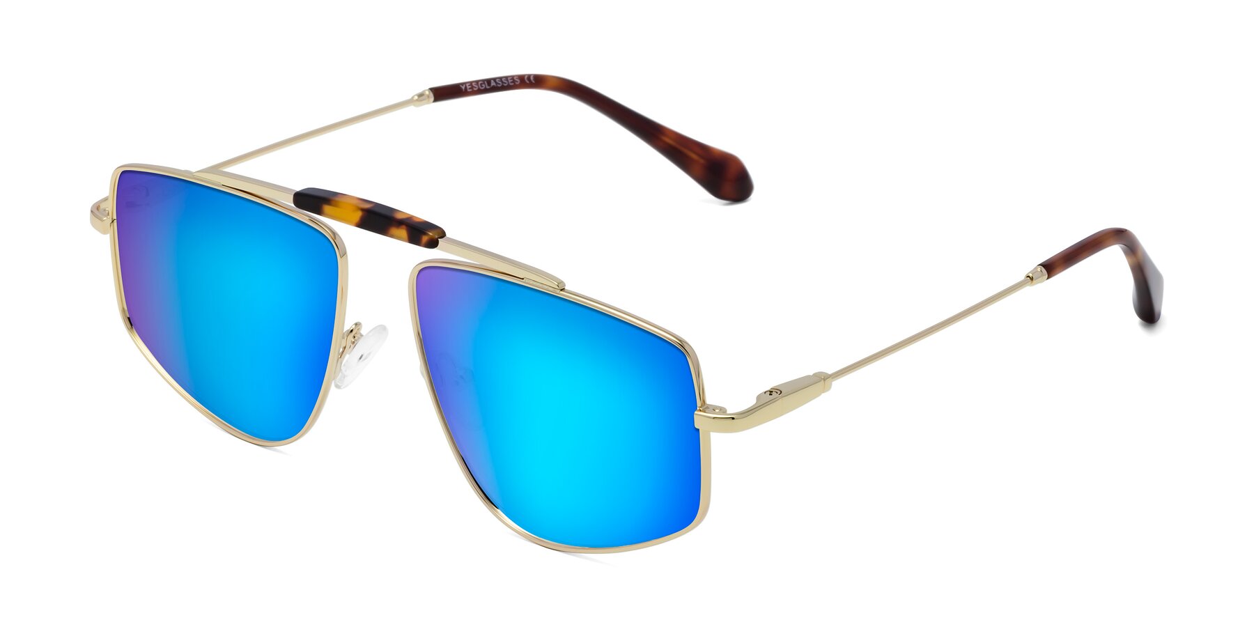 Angle of Santini in Gold with Blue Mirrored Lenses
