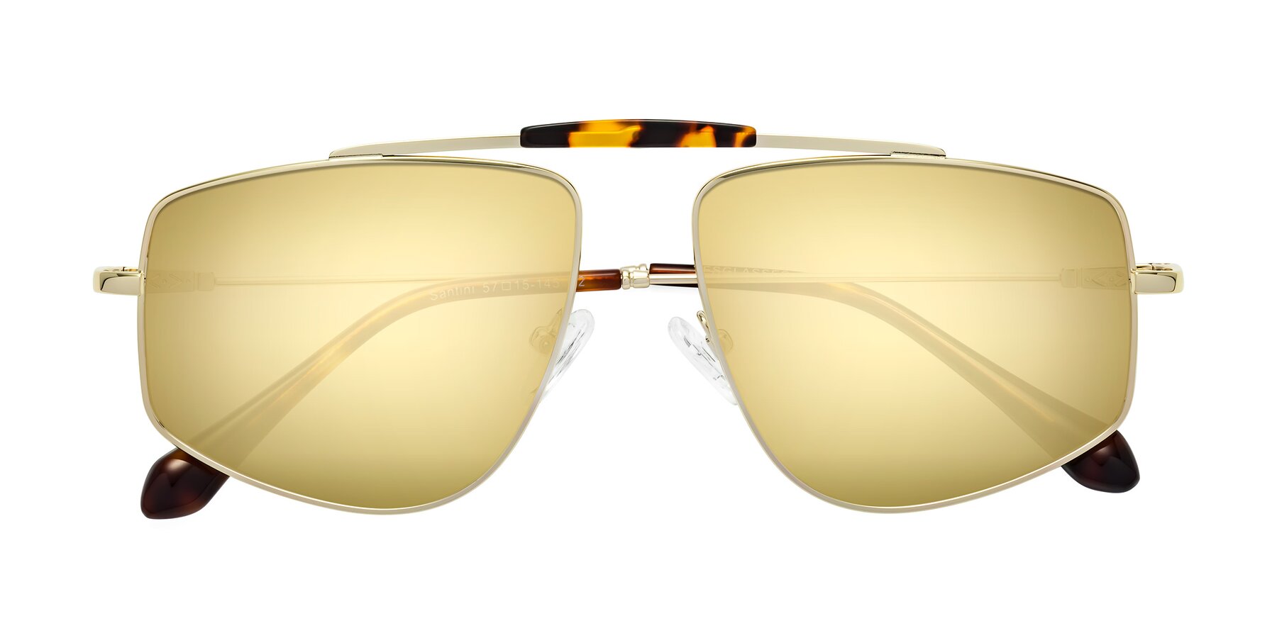 Folded Front of Santini in Gold with Gold Mirrored Lenses