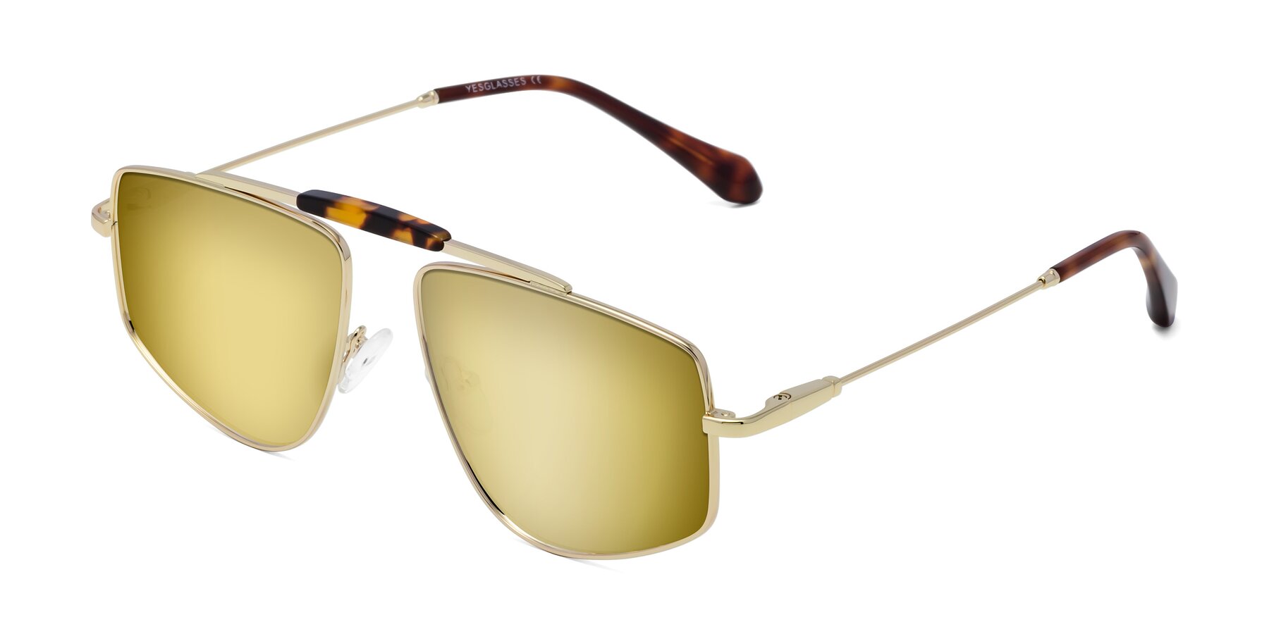Angle of Santini in Gold with Gold Mirrored Lenses
