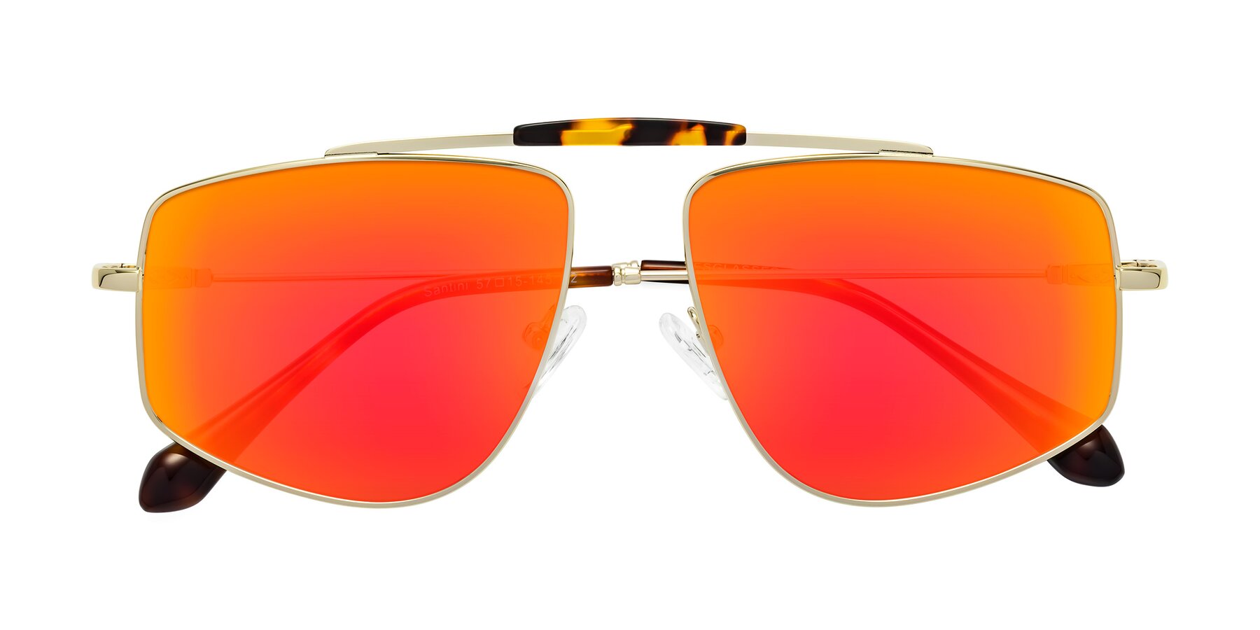 Folded Front of Santini in Gold with Red Gold Mirrored Lenses