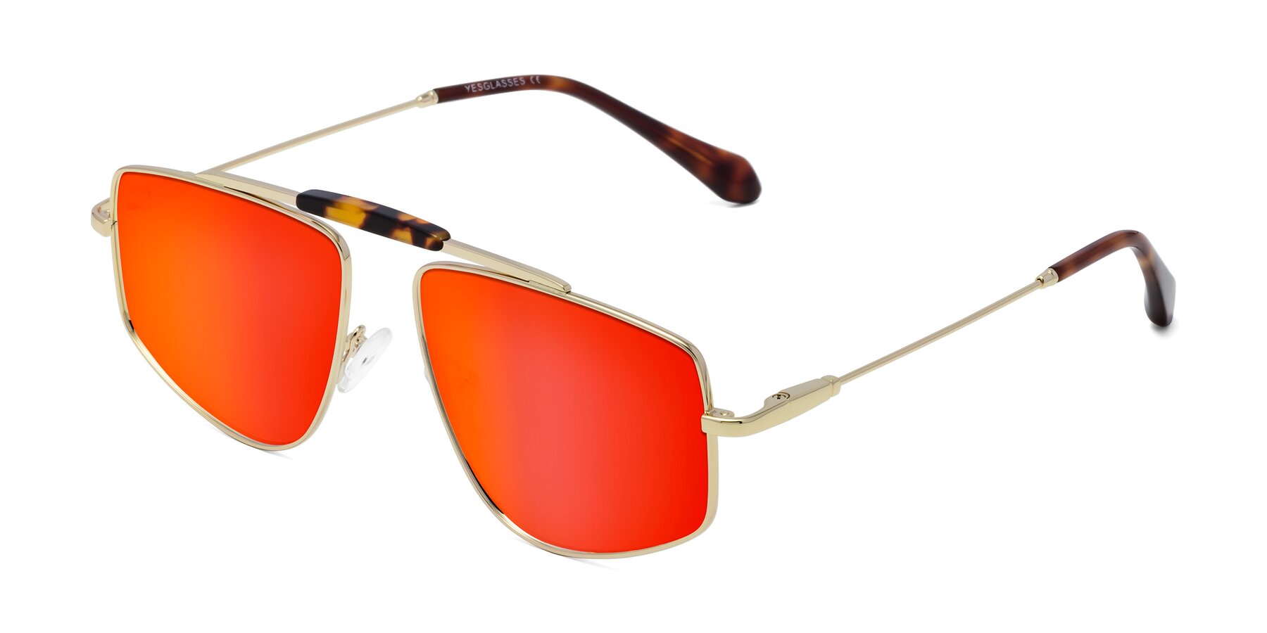 Angle of Santini in Gold with Red Gold Mirrored Lenses