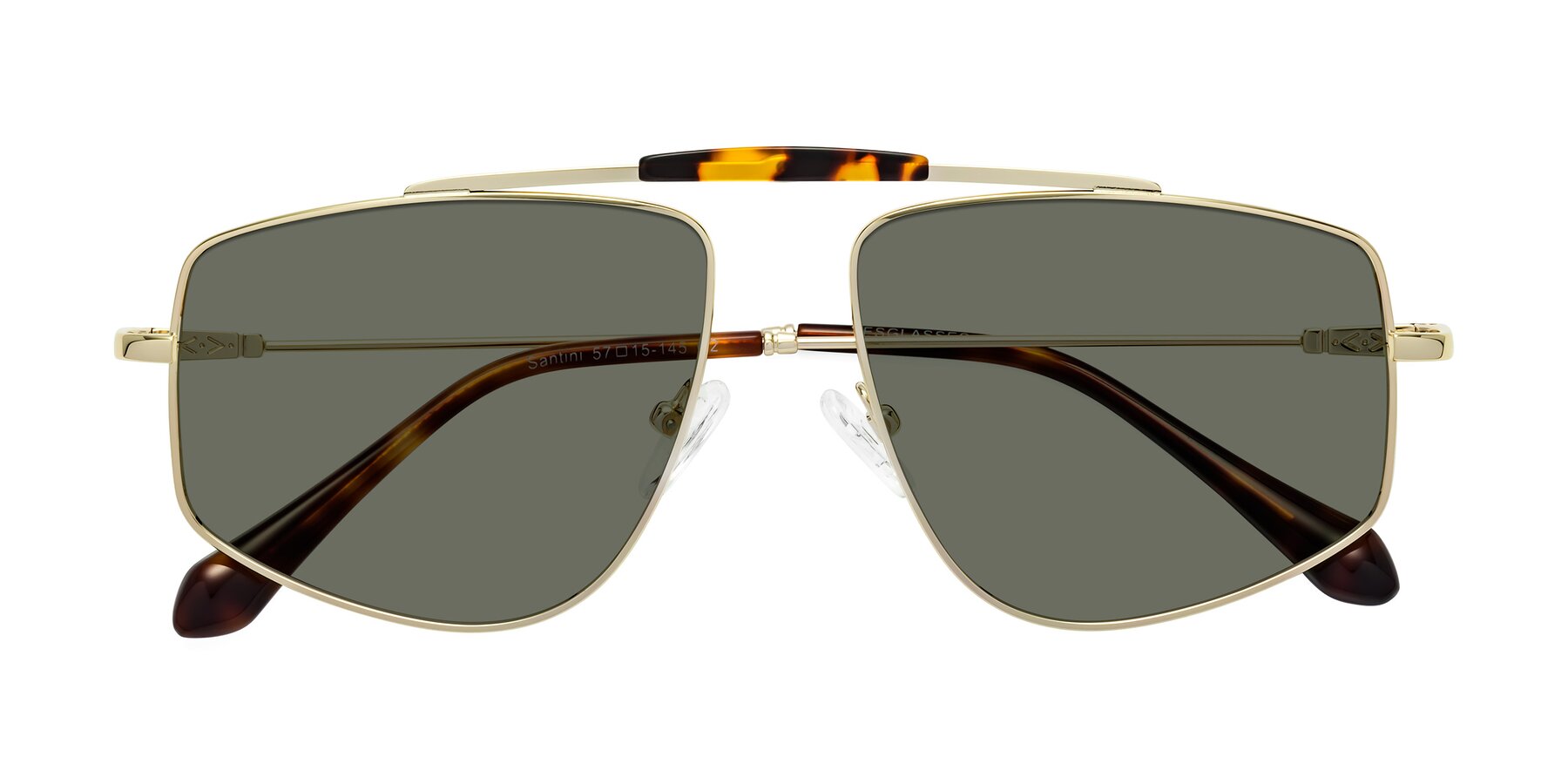 Folded Front of Santini in Gold with Gray Polarized Lenses