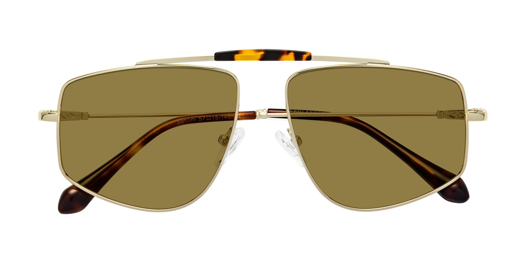 Folded Front of Santini in Gold with Brown Polarized Lenses
