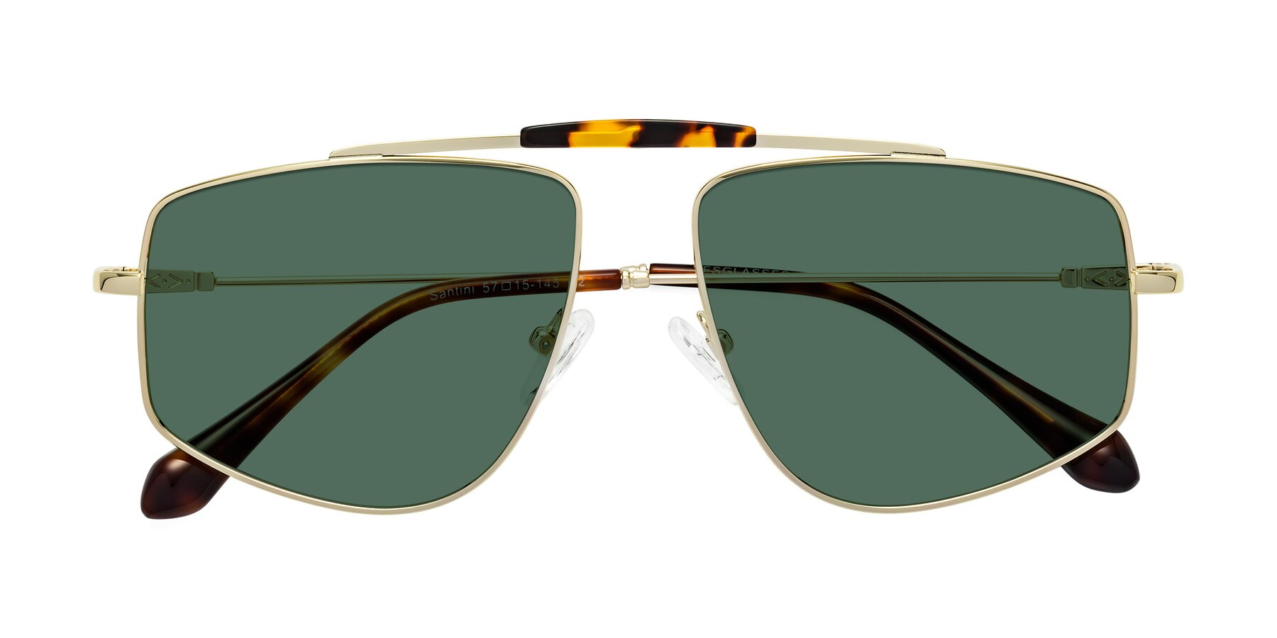 Folded Front of Santini in Gold with Green Polarized Lenses