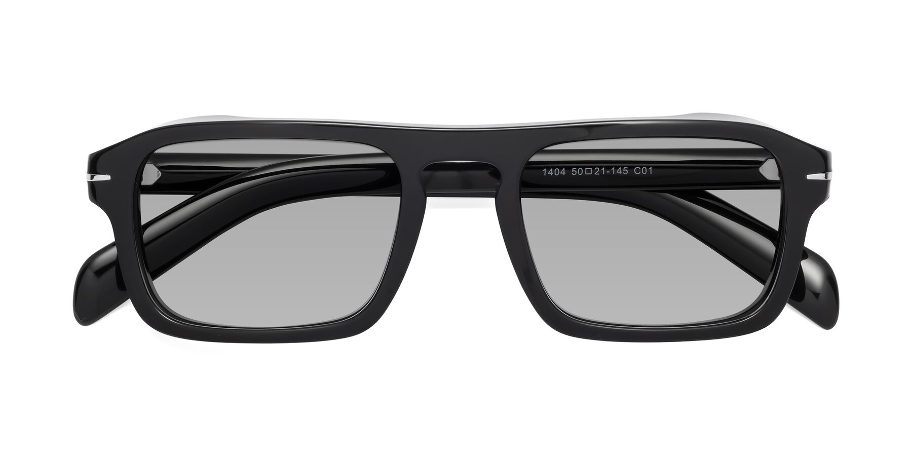 Folded Front of Evette in Black with Light Gray Tinted Lenses