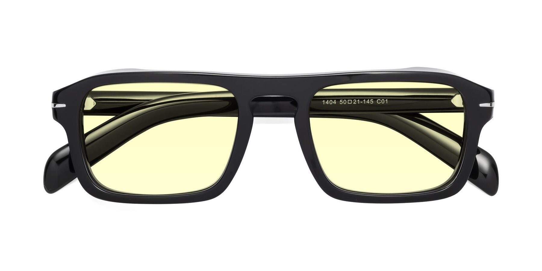 Folded Front of Evette in Black with Light Yellow Tinted Lenses