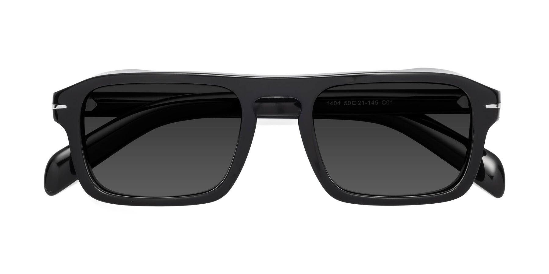 Folded Front of Evette in Black with Gray Tinted Lenses