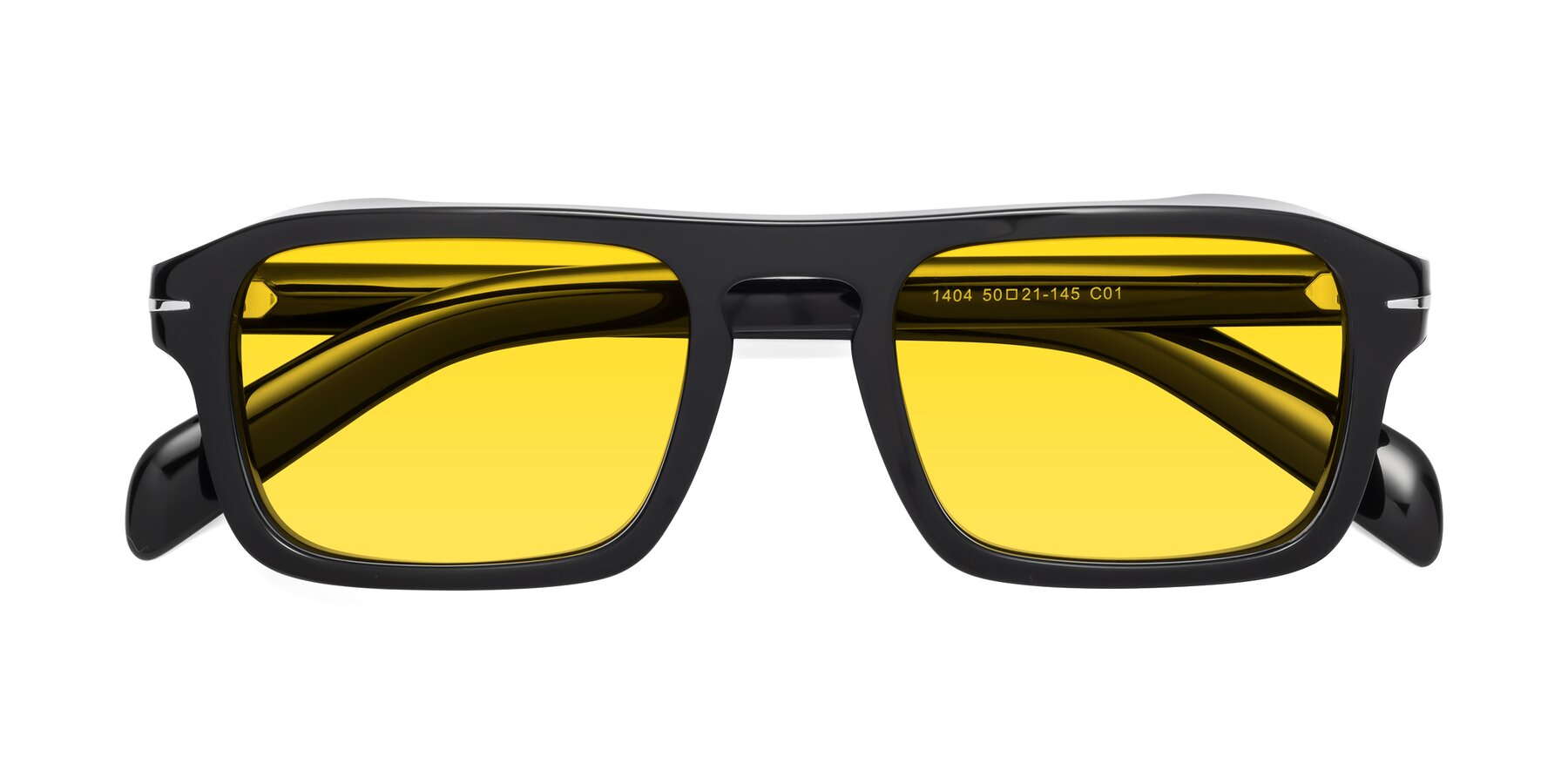 Folded Front of Evette in Black with Yellow Tinted Lenses