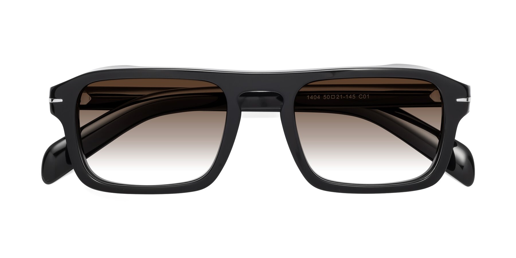 Folded Front of Evette in Black with Brown Gradient Lenses