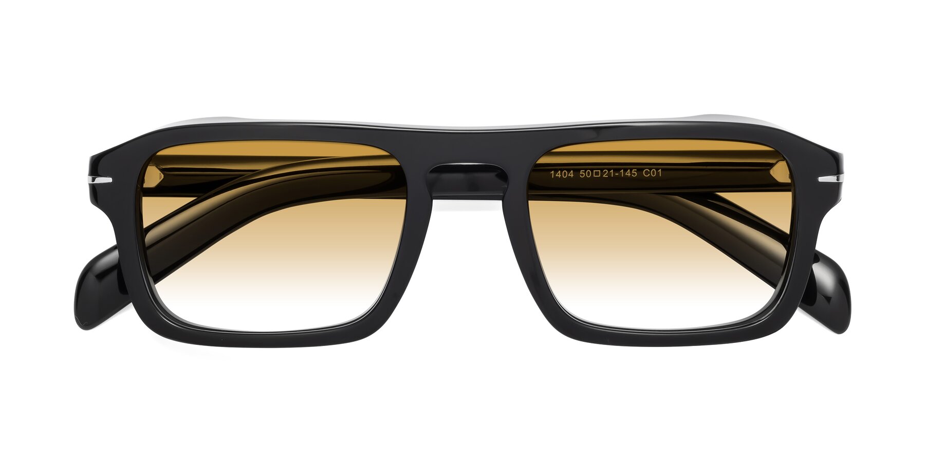 Folded Front of Evette in Black with Champagne Gradient Lenses