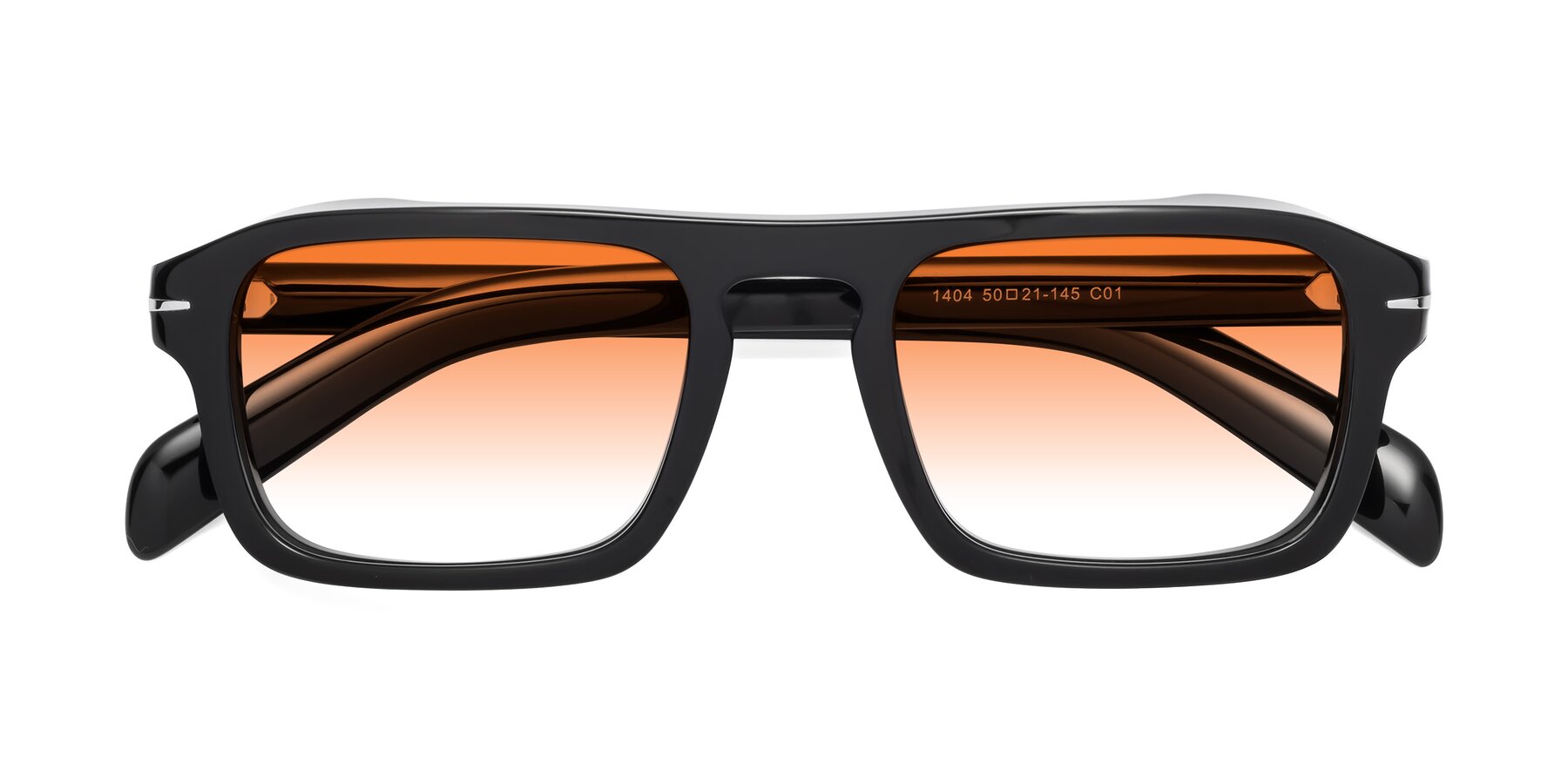 Folded Front of Evette in Black with Orange Gradient Lenses