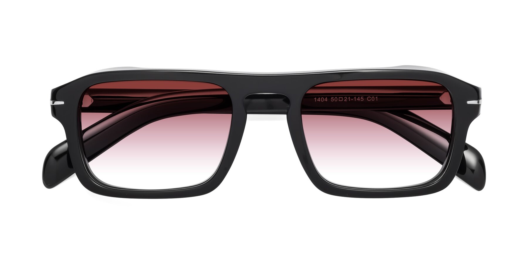 Folded Front of Evette in Black with Garnet Gradient Lenses