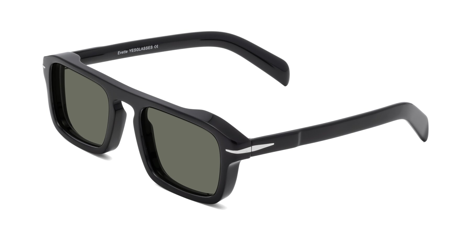 Angle of Evette in Black with Gray Polarized Lenses